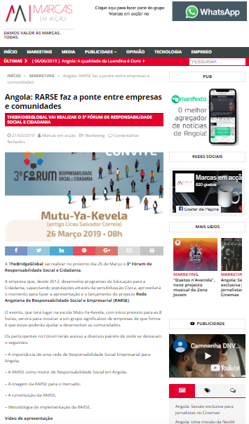 Angola: RARSE Faz a Ponte entre Empresas e Comunidades - Marcas em Acção