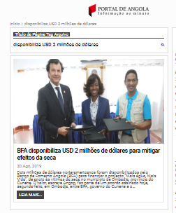 BFA Disponibiliza USD 2 Milhões de Dólares Para Mitigar Efeitos da Seca 