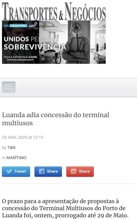 Luanda Adia Concessão do Terminal Multiusos - Transporte e Negócios
